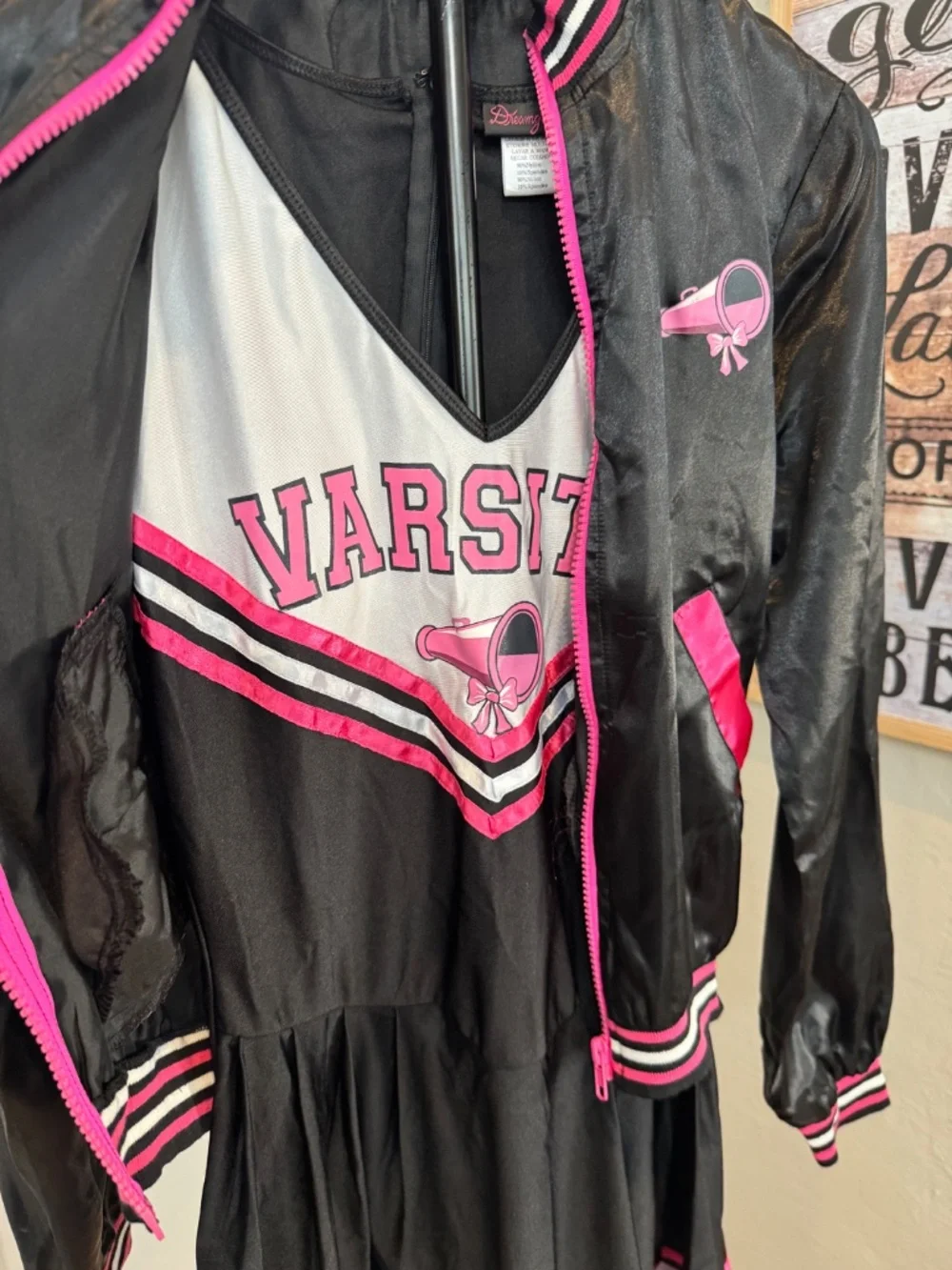 NWT Dreamgirl Varsity Cheerleader Costume Black Pink 5-Pc Set - Size Small